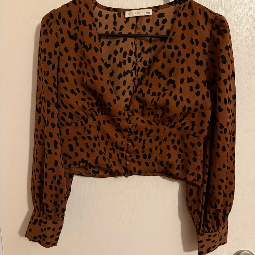 Elegant Brown Leopard Print Blouse